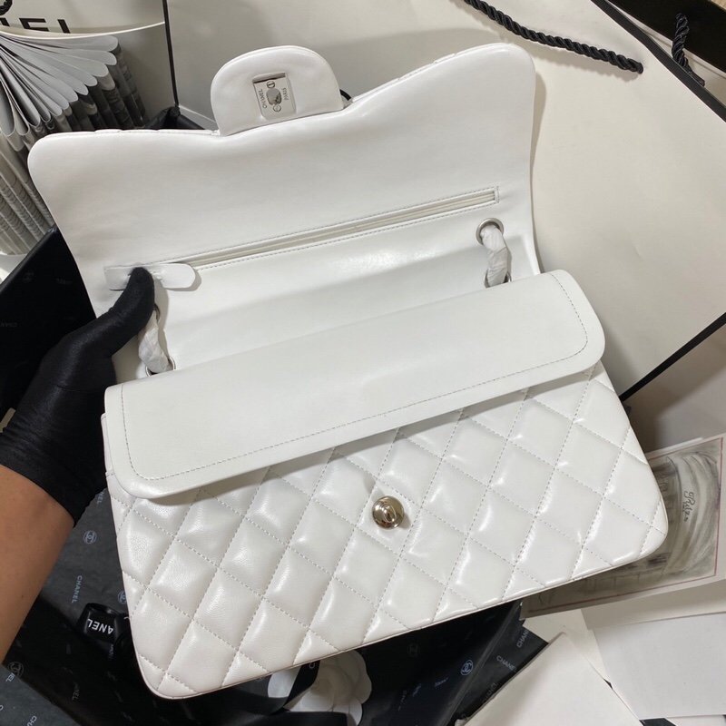 CHLLarge Classic Handbag Silver Hardware White For Women Handbags, Shoulder Bags 11.8in/30cm