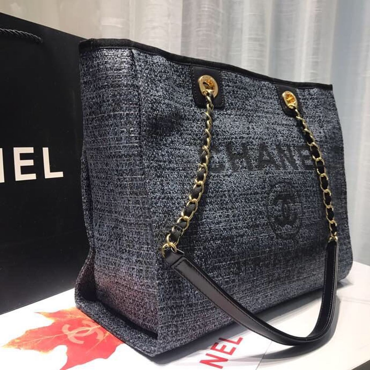 CHL Deauville Chain Shoulder Tote Bag Dark Grey For Women Handbags, Shoulder Bags 13.3in/34cm A66939