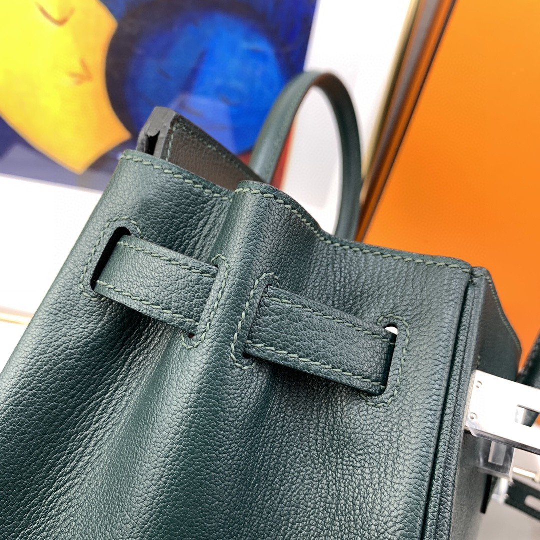 GLAMI Birkin Nata Swift Dark Blue For Women Silver Toned Hardware 11.8in/30cm