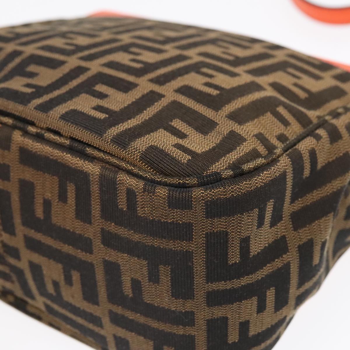 FENDI Zucca Canvas Shoulder Bag Brown Black Orange 91226