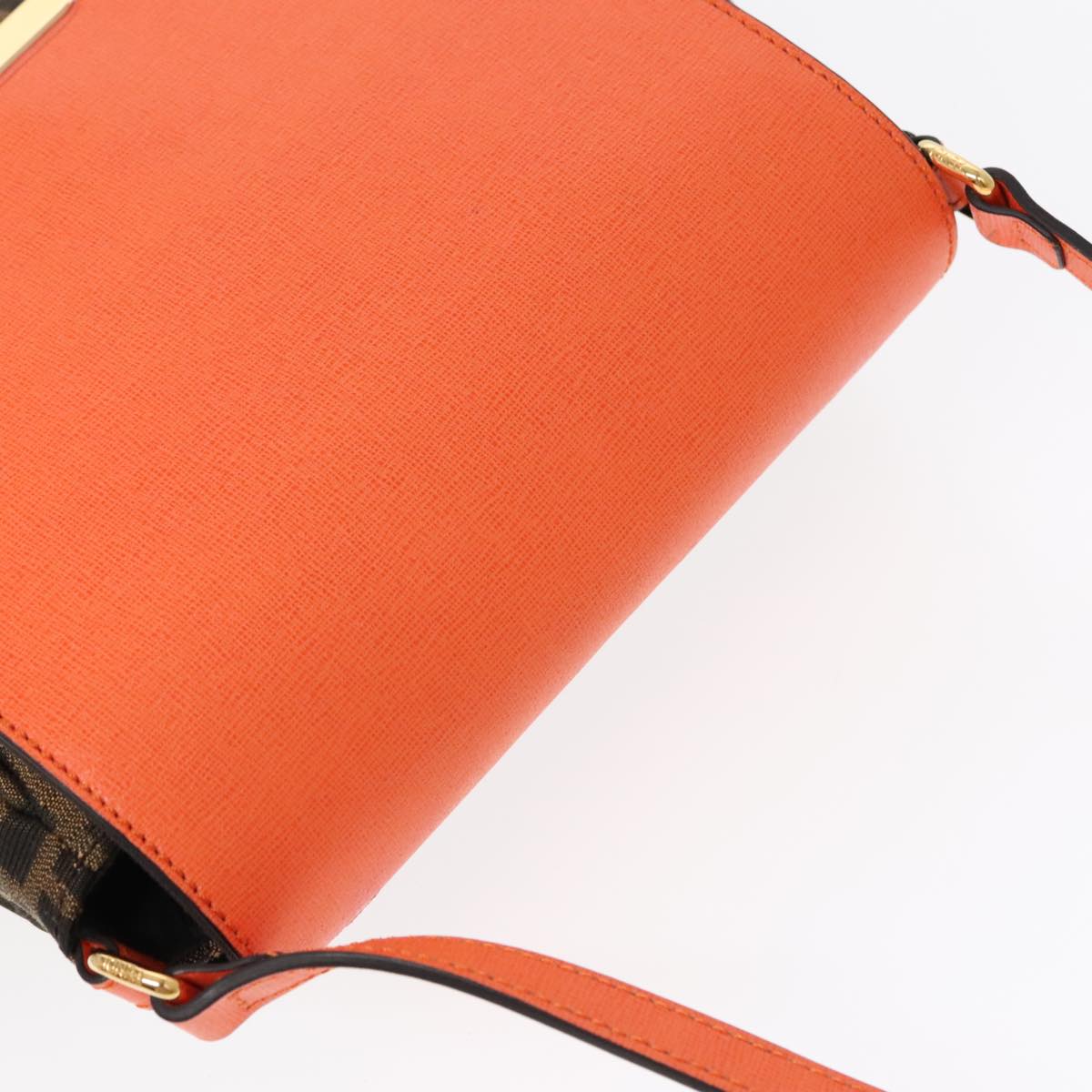 FENDI Zucca Canvas Shoulder Bag Brown Black Orange 91226