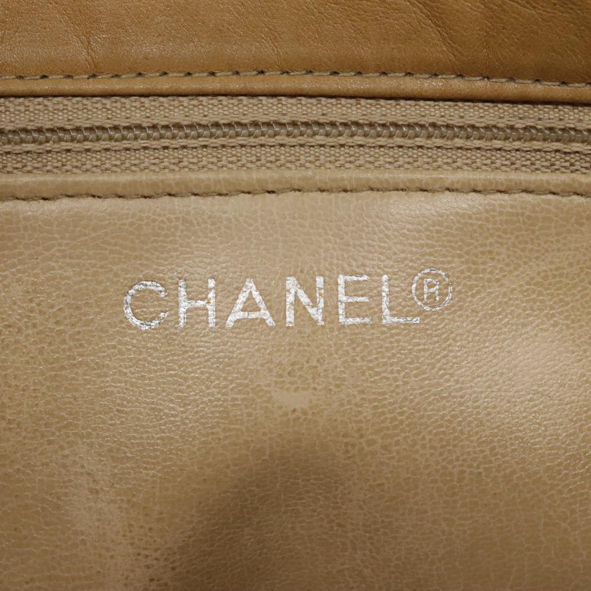 CHANEL Matelasse Chain Shoulder Bag Lamb Skin Beige Gold CC 91313