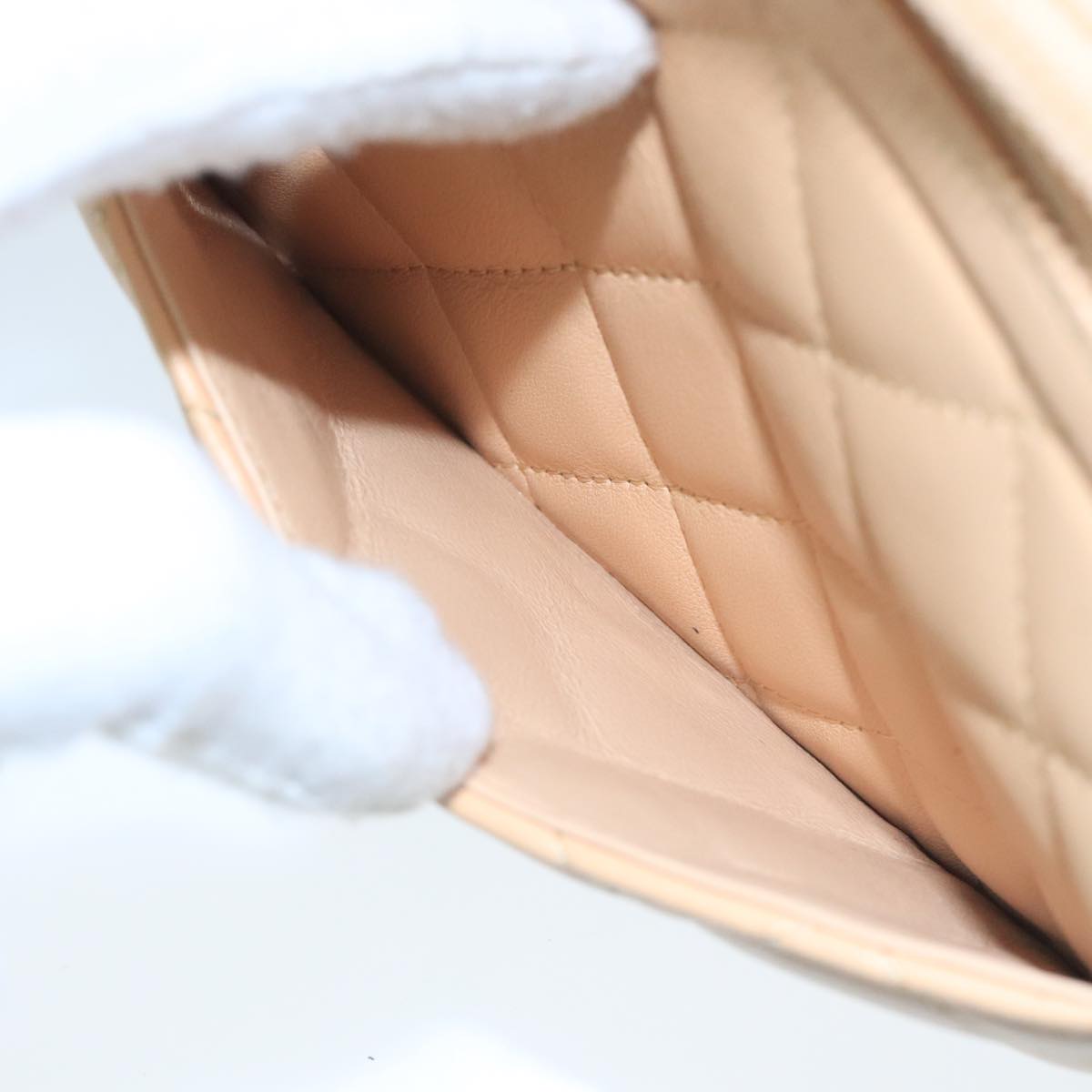 CHANEL Cambon Line Accessory Pouch Leather Black Beige CC 91552A