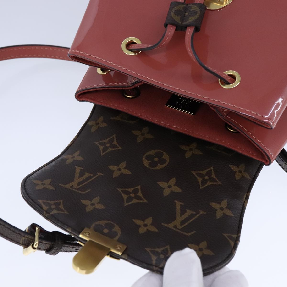 LOUIS VUITTON Monogram Vernis Hot Springs Backpack Pink M53545 LV 91559A