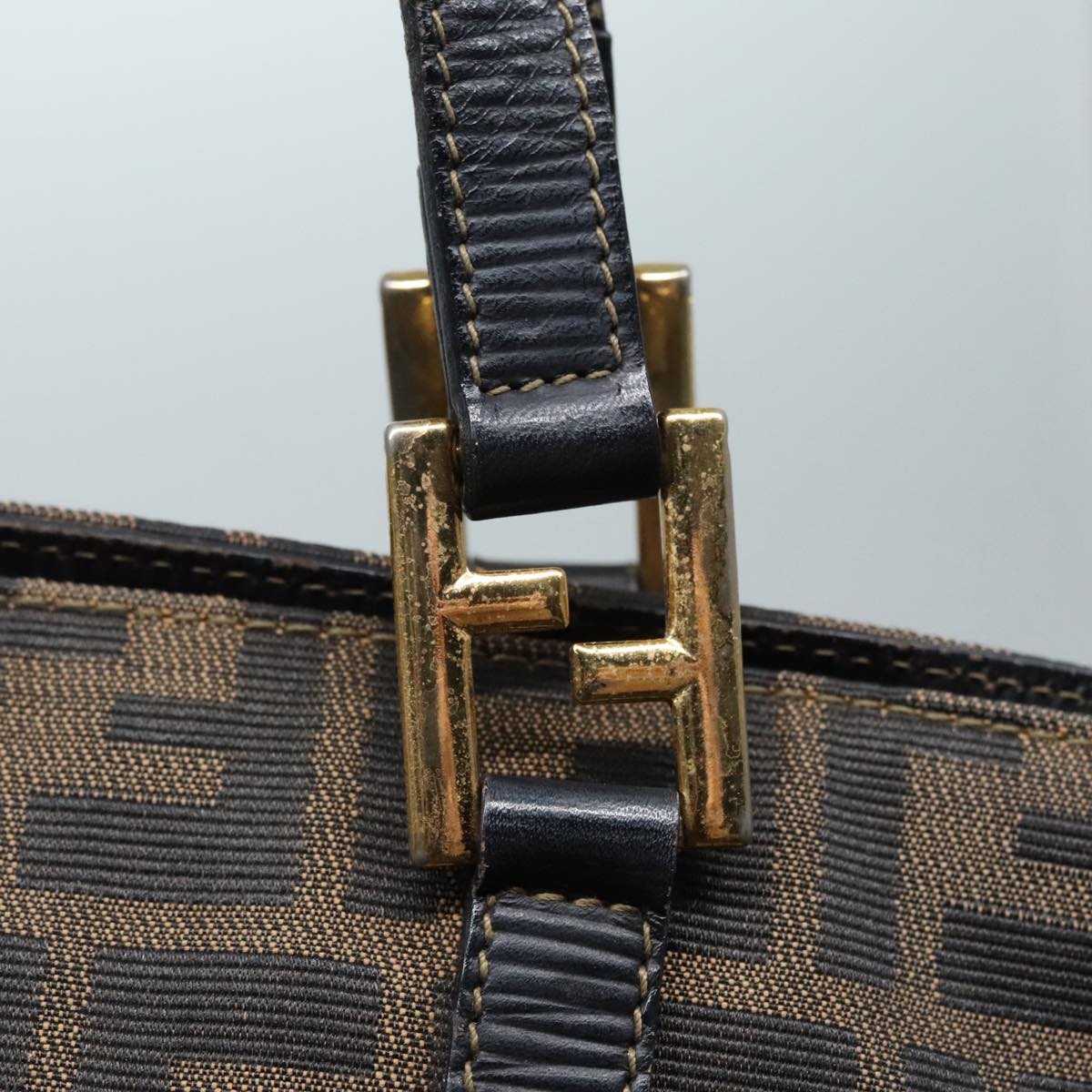 FENDI Zucca Canvas Hand Bag Brown 91562