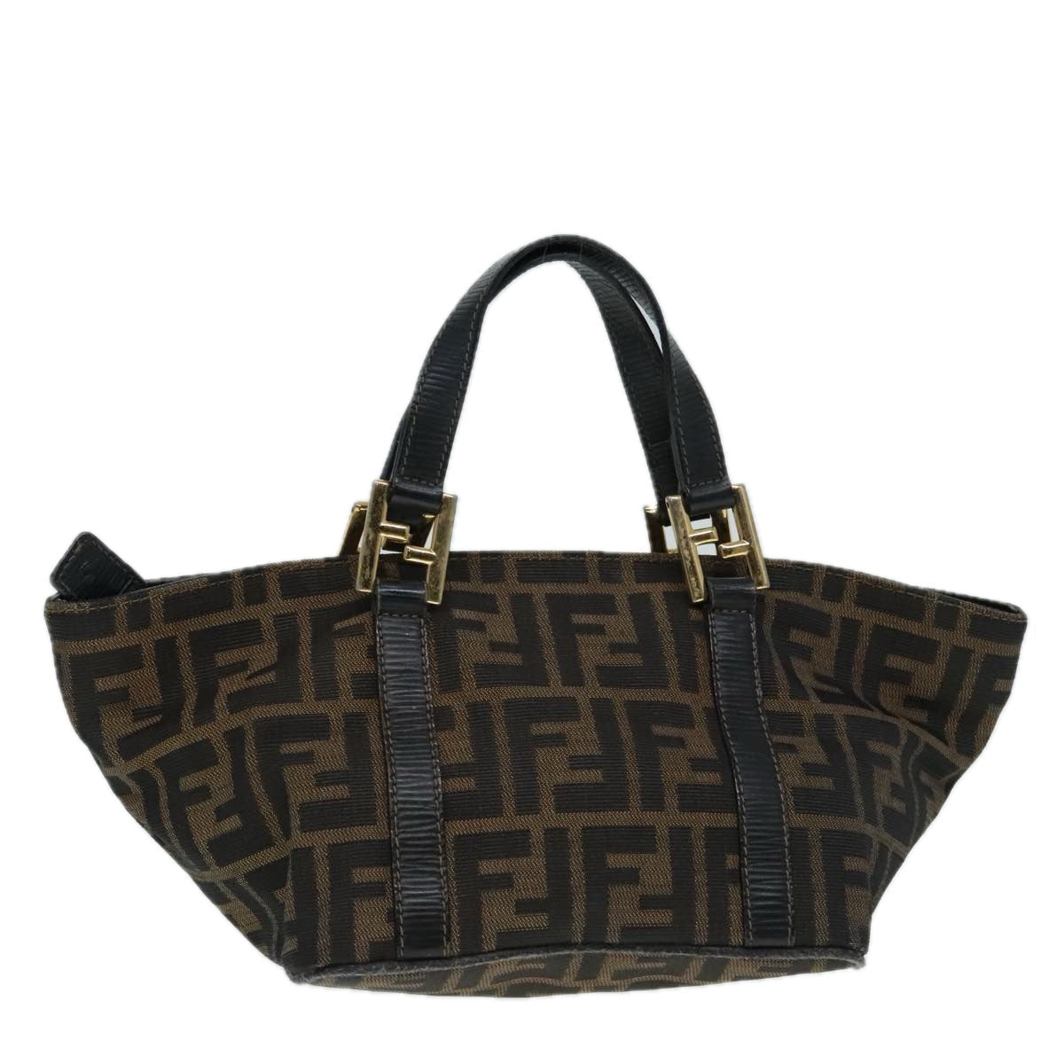 FENDI Zucca Canvas Hand Bag Brown 91562