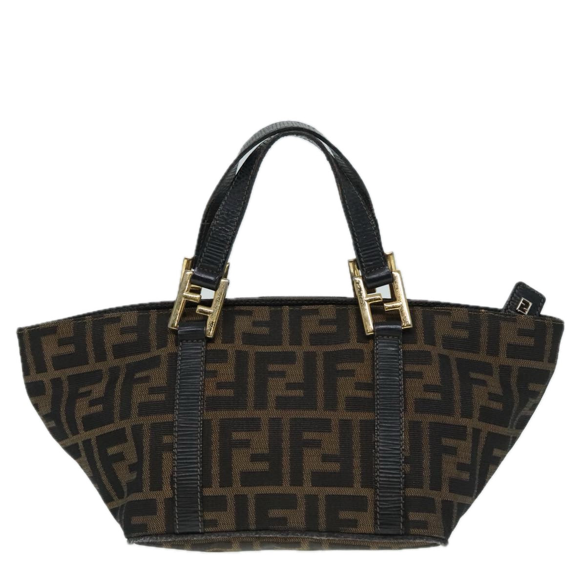 FENDI Zucca Canvas Hand Bag Brown 91562