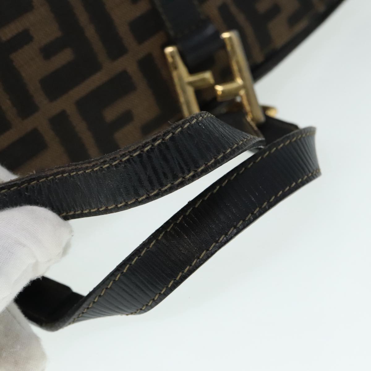 FENDI Zucca Canvas Hand Bag Brown 91562
