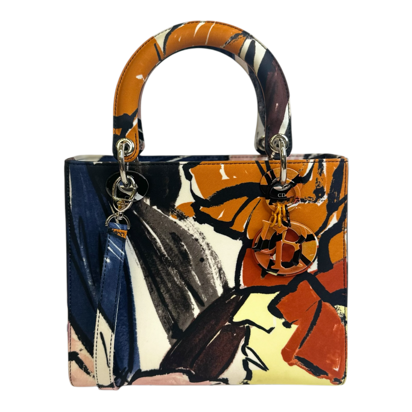 Christian Dior Canvas Graffiti Floral Printed Medium Lady Dior Multicolor