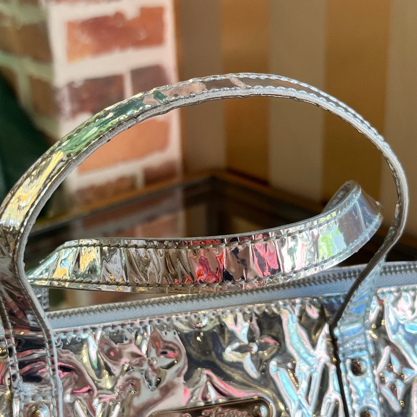 LOUIS VUITTON Bellevue PM Silver Monogram Miroir Tote Bag