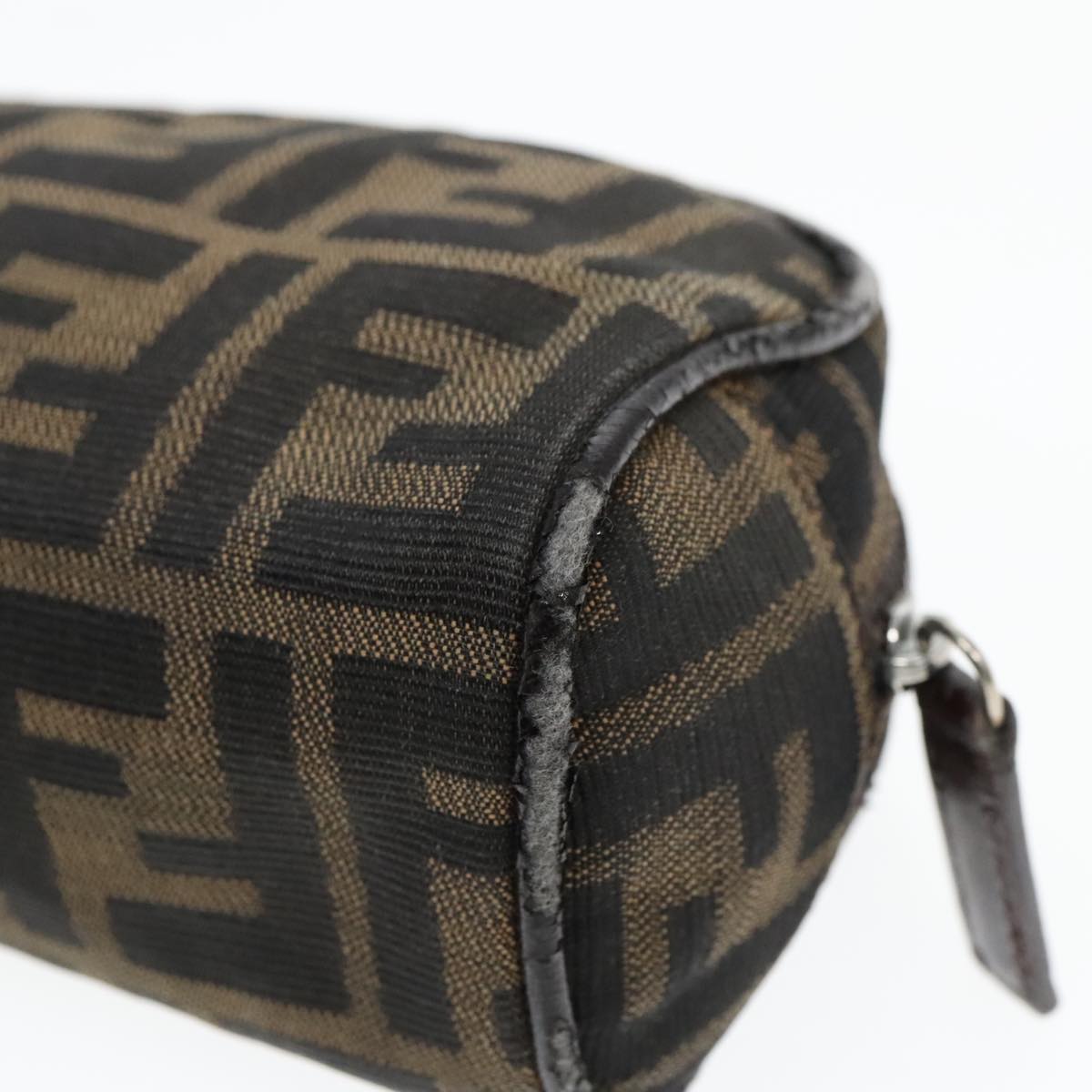 FENDI Zucca Canvas Pouch Brown Black Silver 92188