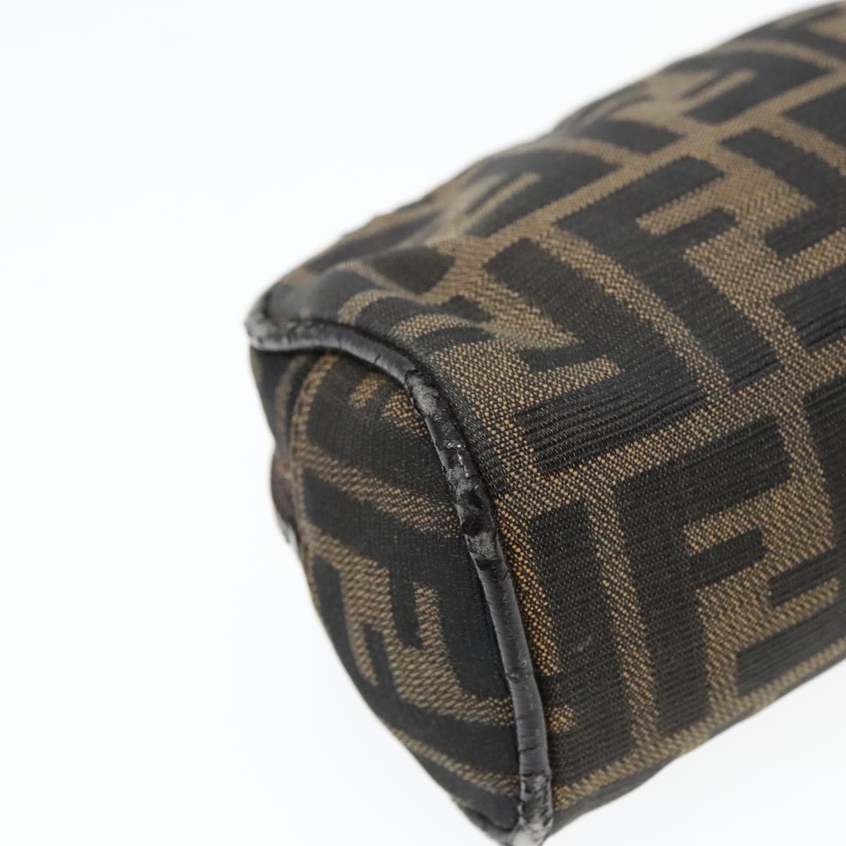 FENDI Zucca Canvas Pouch Brown Black Silver 92188