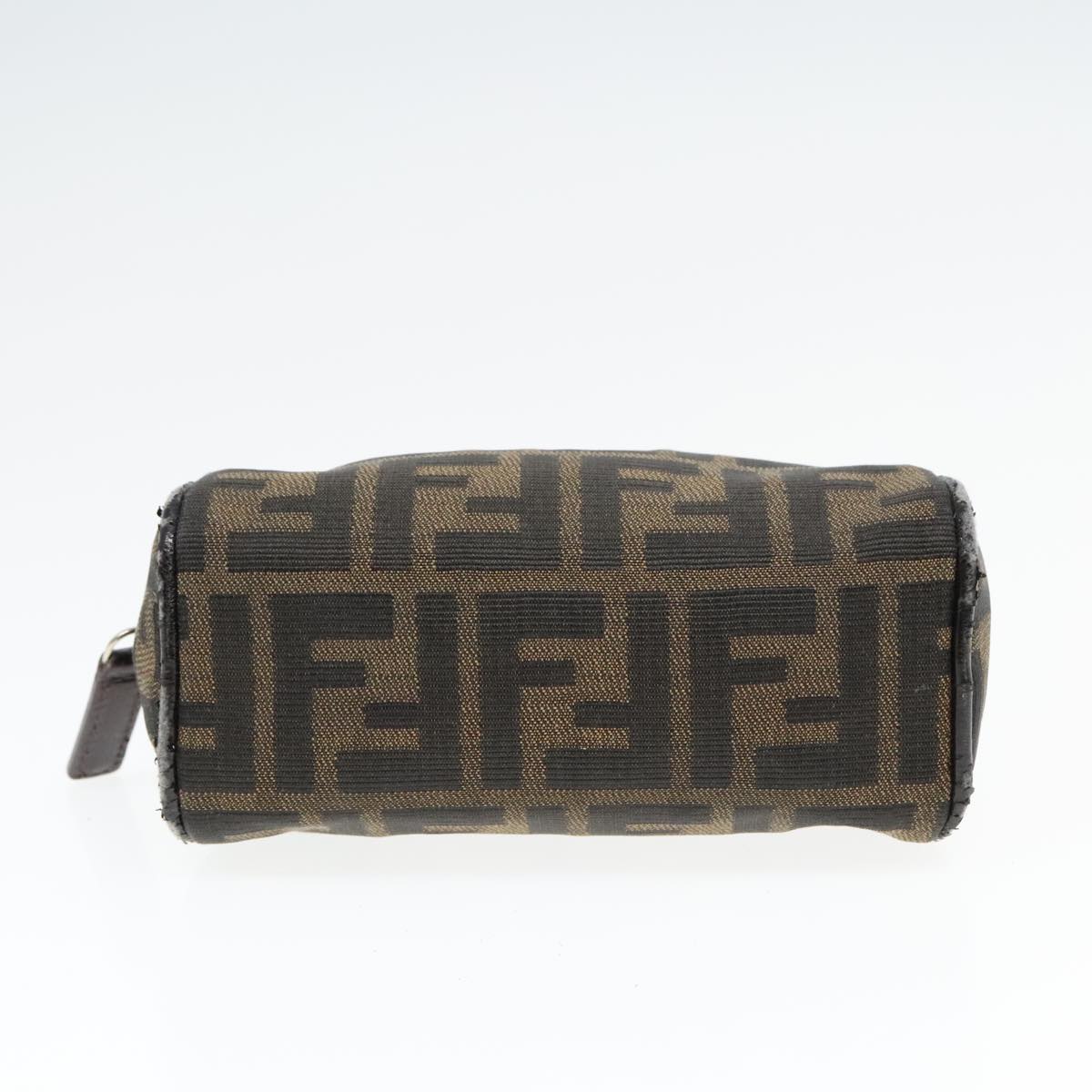 FENDI Zucca Canvas Pouch Brown Black Silver 92188