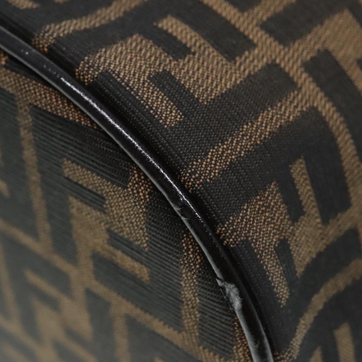 FENDI Zucca Canvas Vanity Hand Bag Brown Black Silver 92279