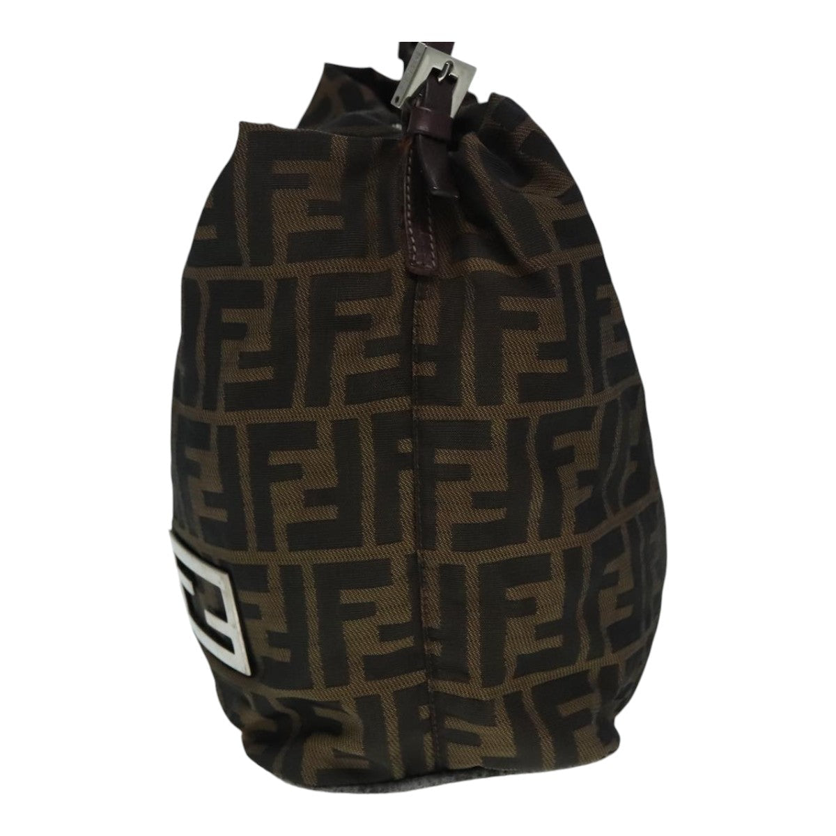 FENDI Zucca Canvas Hand Bag Brown Black Silver 92328