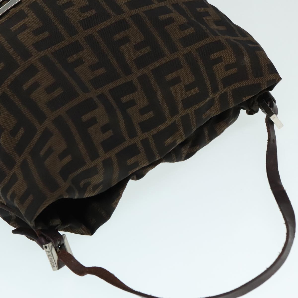 FENDI Zucca Canvas Hand Bag Brown Black Silver 92328