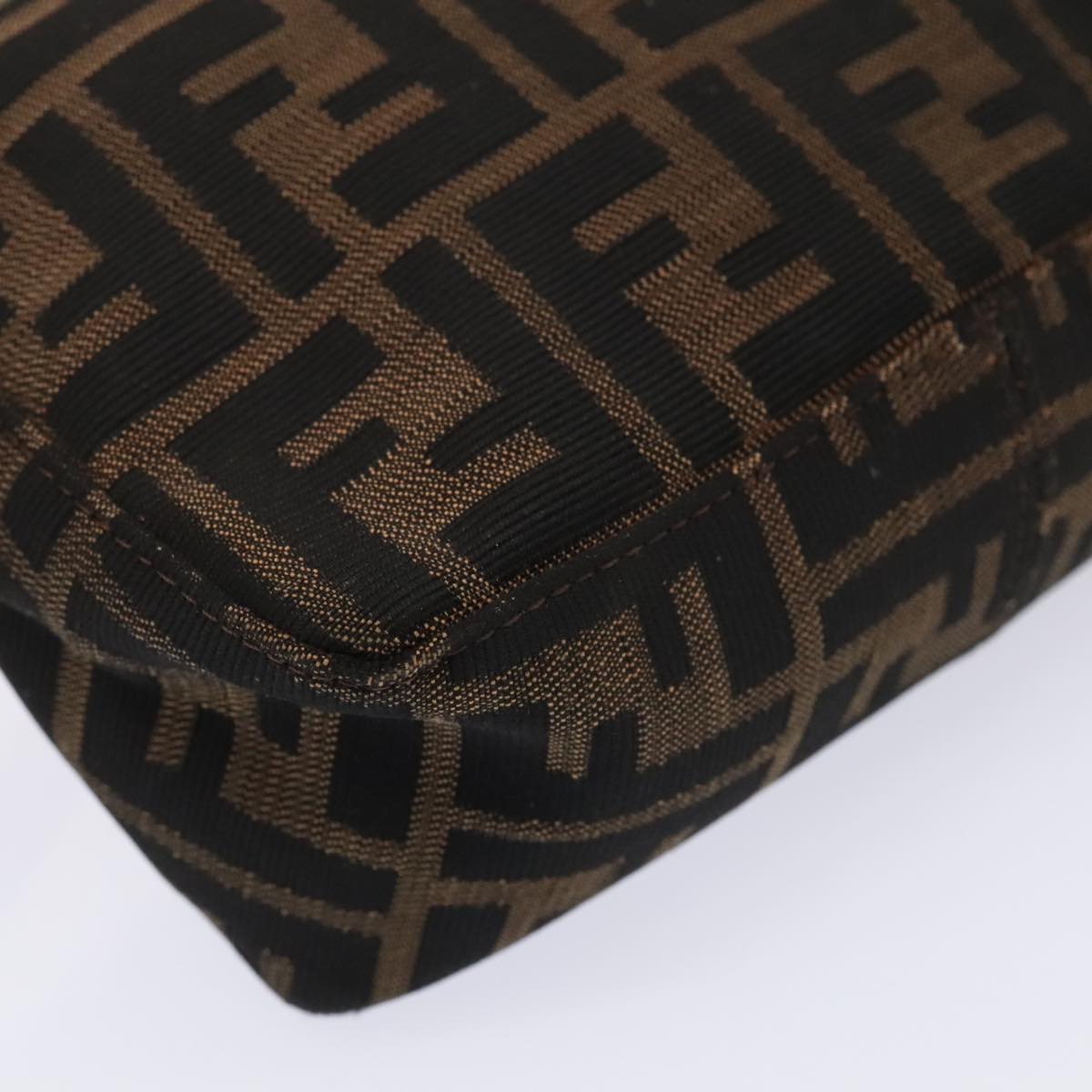 FENDI Zucca Canvas Hand Bag Brown Black Silver 92329