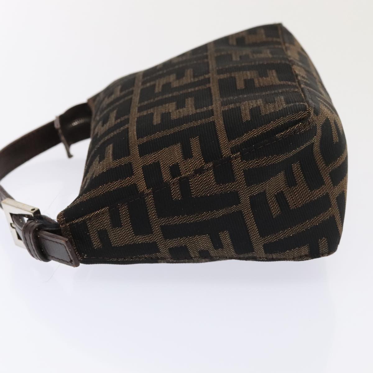 FENDI Zucca Canvas Hand Bag Brown Black Silver 92329