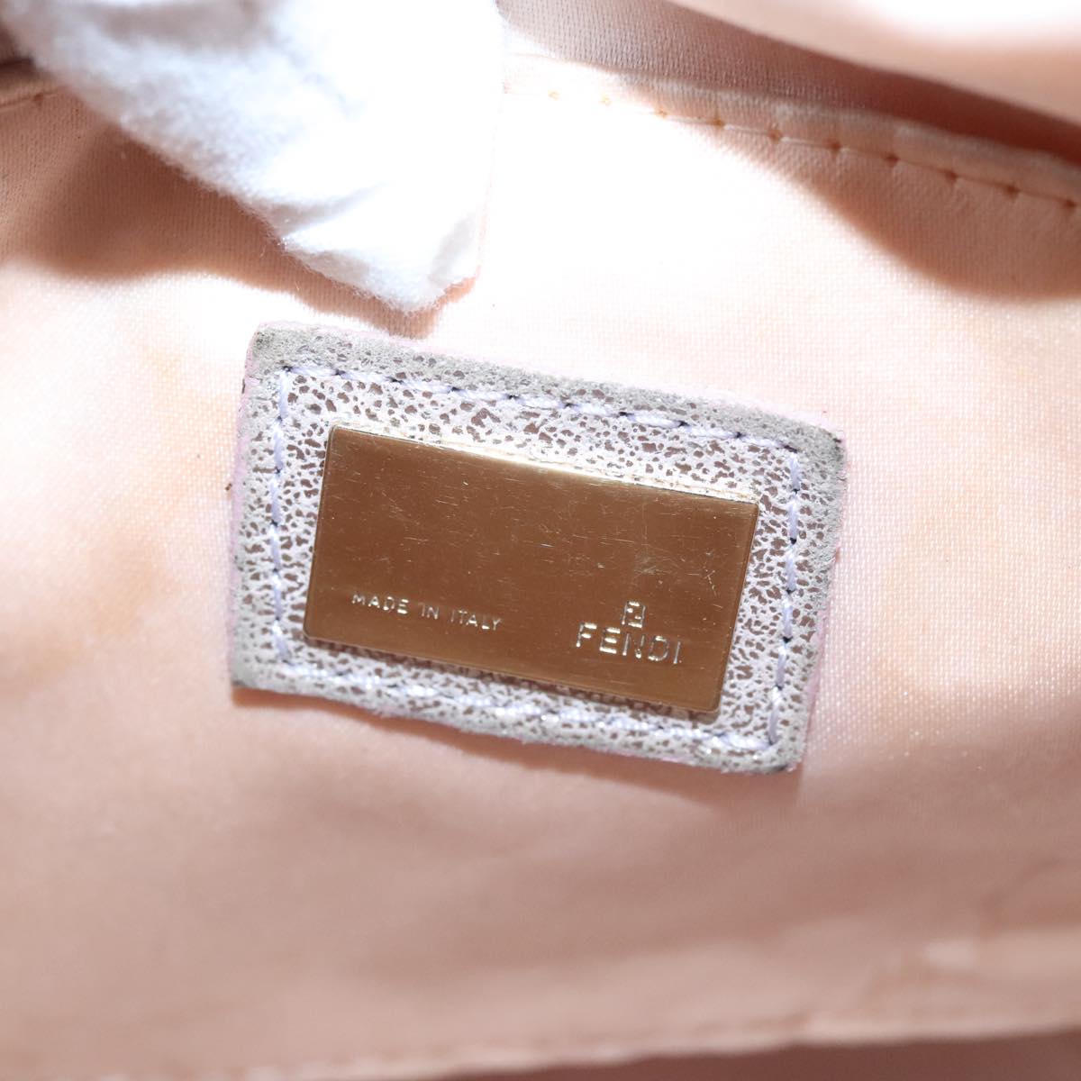 FENDI Zucchino Canvas Hand Bag Silver Beige Gold 92437