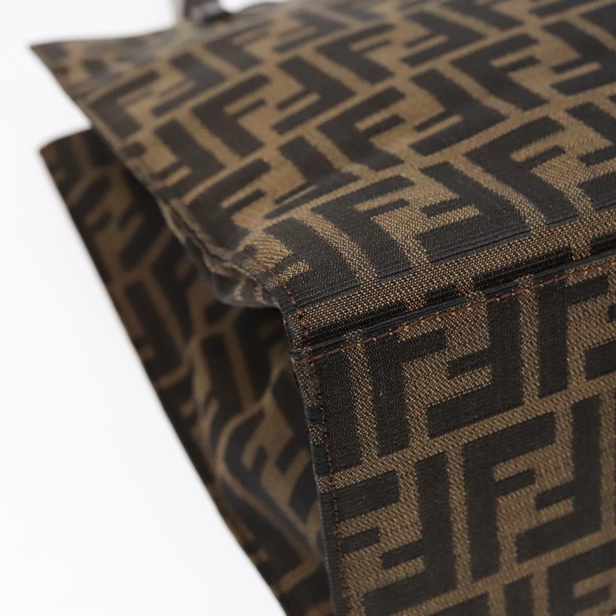 FENDI Zucca Canvas Mamma Tote Bag Brown Black Silver 92515