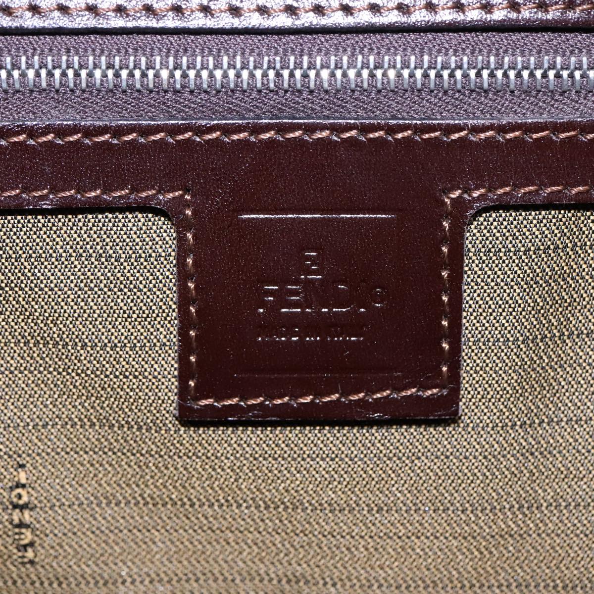 FENDI Zucca Canvas Mamma Tote Bag Brown Black Silver 92515
