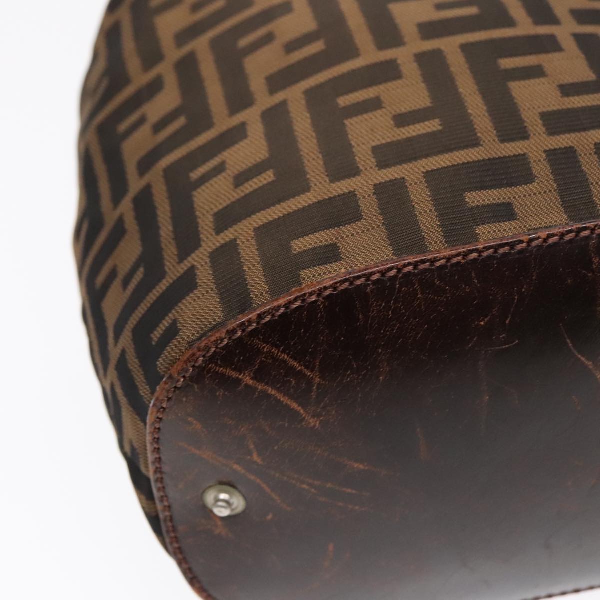 FENDI Zucca Canvas Hand Bag Brown Black Silver 92553