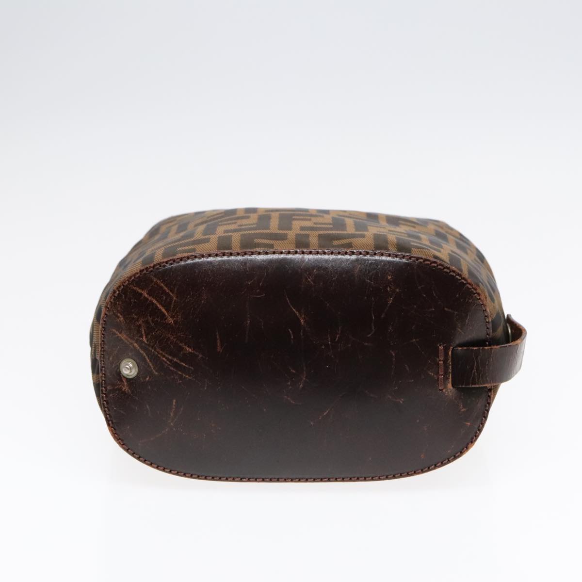 FENDI Zucca Canvas Hand Bag Brown Black Silver 92553