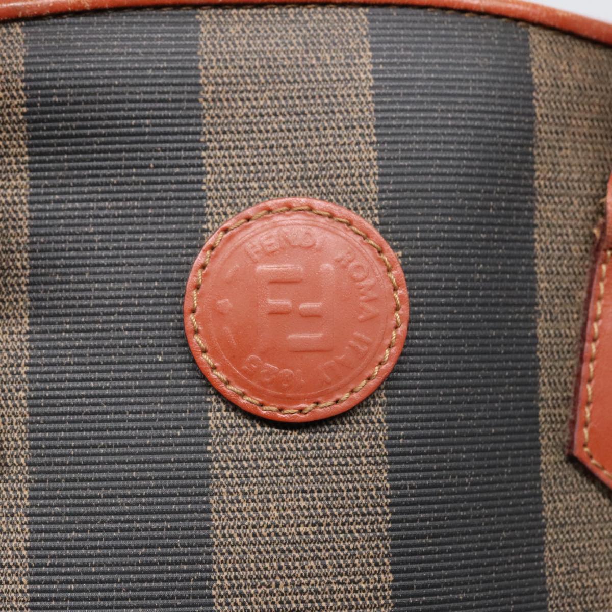 FENDI Pecan Canvas Hand Bag Brown Black Gold 92554