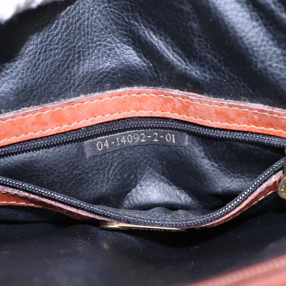 FENDI Pecan Canvas Hand Bag Brown Black Gold 92554