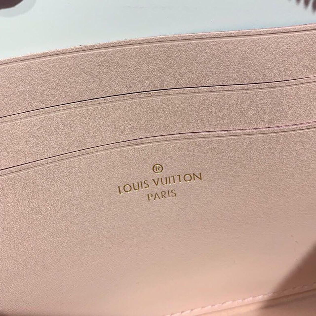 LV Pochette Double Zip Damier Ebene Canvas Rose Ballerine Pink For Women, WomenÃ¢â‚¬â„¢s Bags, Shoulder And Crossbody Bags 7.9in/21cm LV N60254
