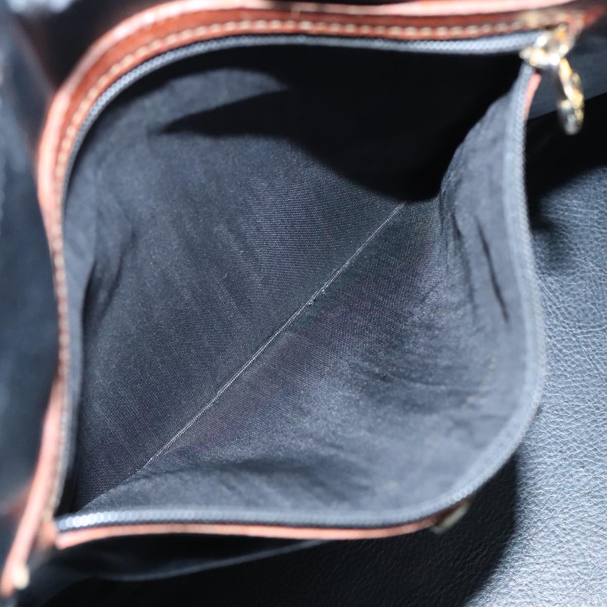 FENDI Pecan Canvas Hand Bag Brown Black gold 92679