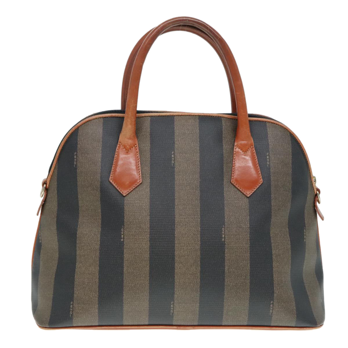 FENDI Pecan Canvas Hand Bag Brown Black gold 92679