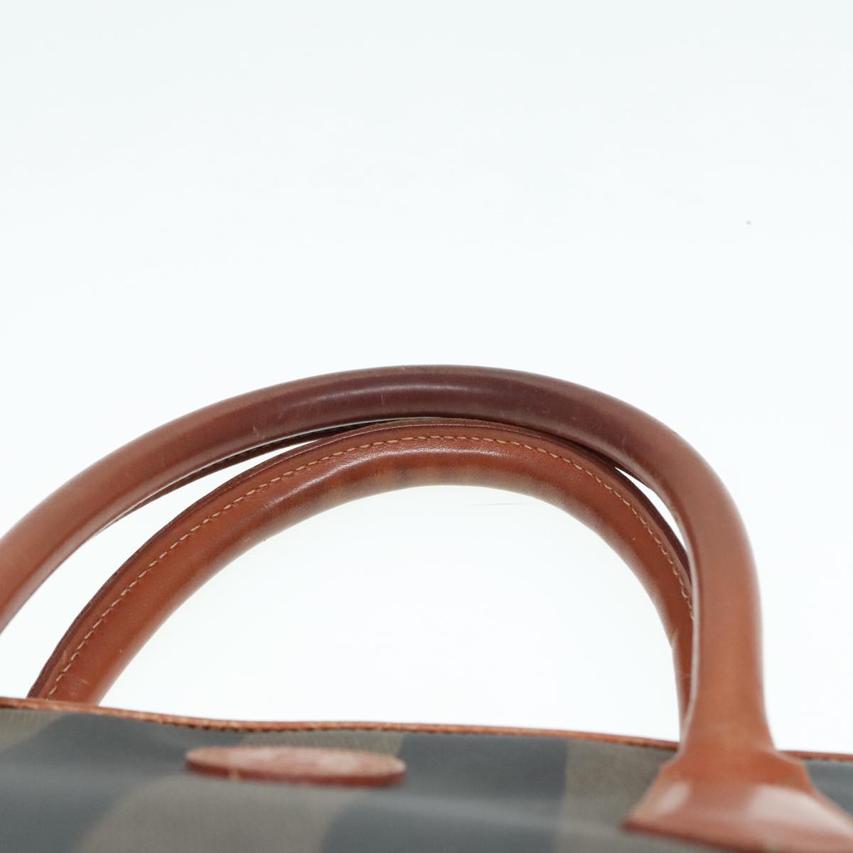 FENDI Pecan Canvas Hand Bag Brown Black gold 92679