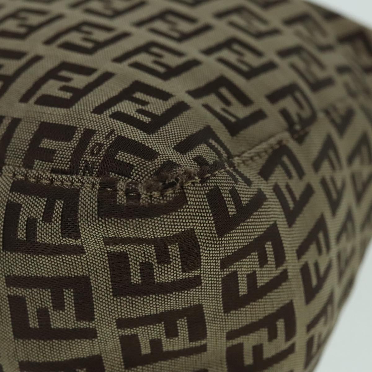 FENDI Zucchino Canvas Hand Bag Beige Brown 92979