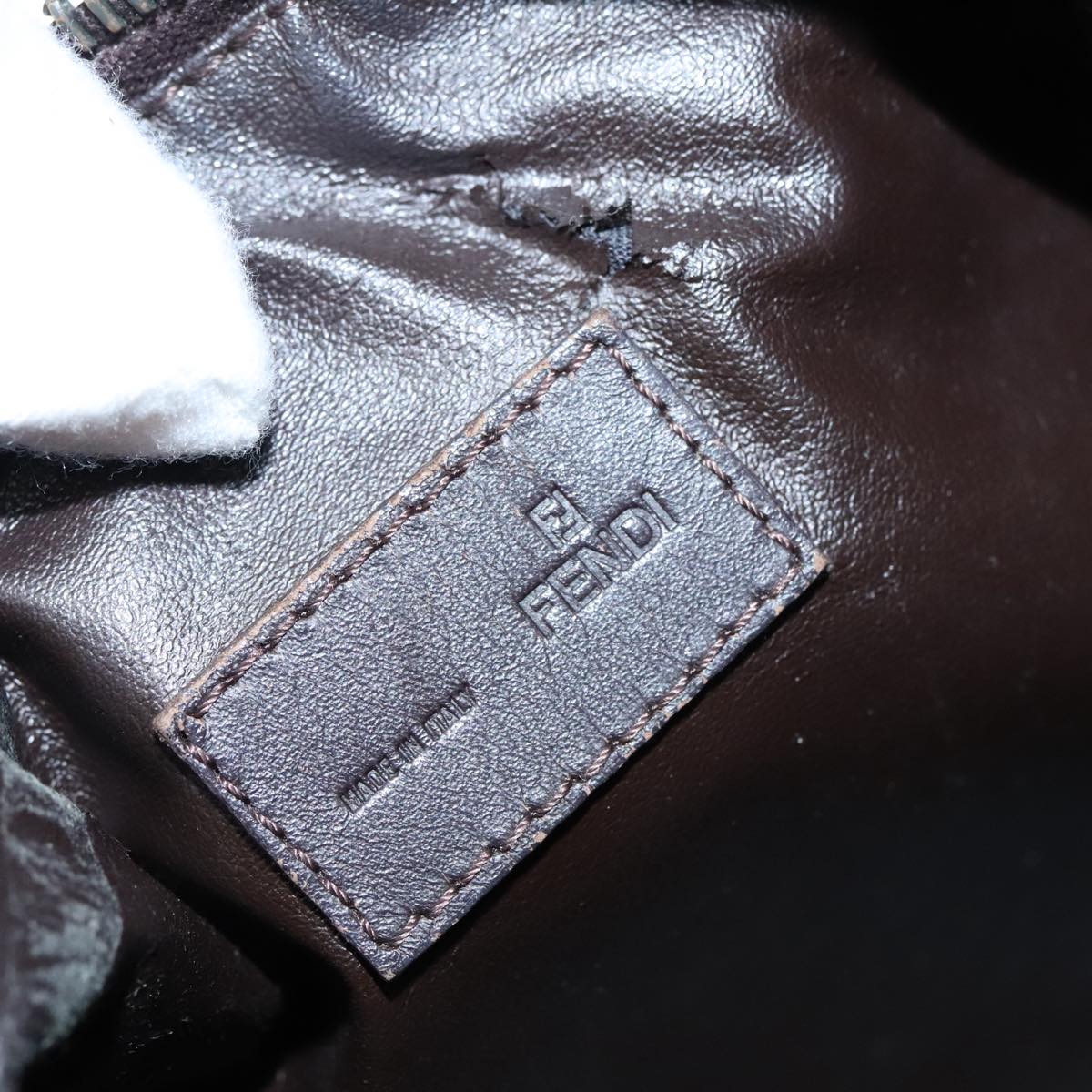FENDI Zucchino Canvas Hand Bag Beige Brown 92979