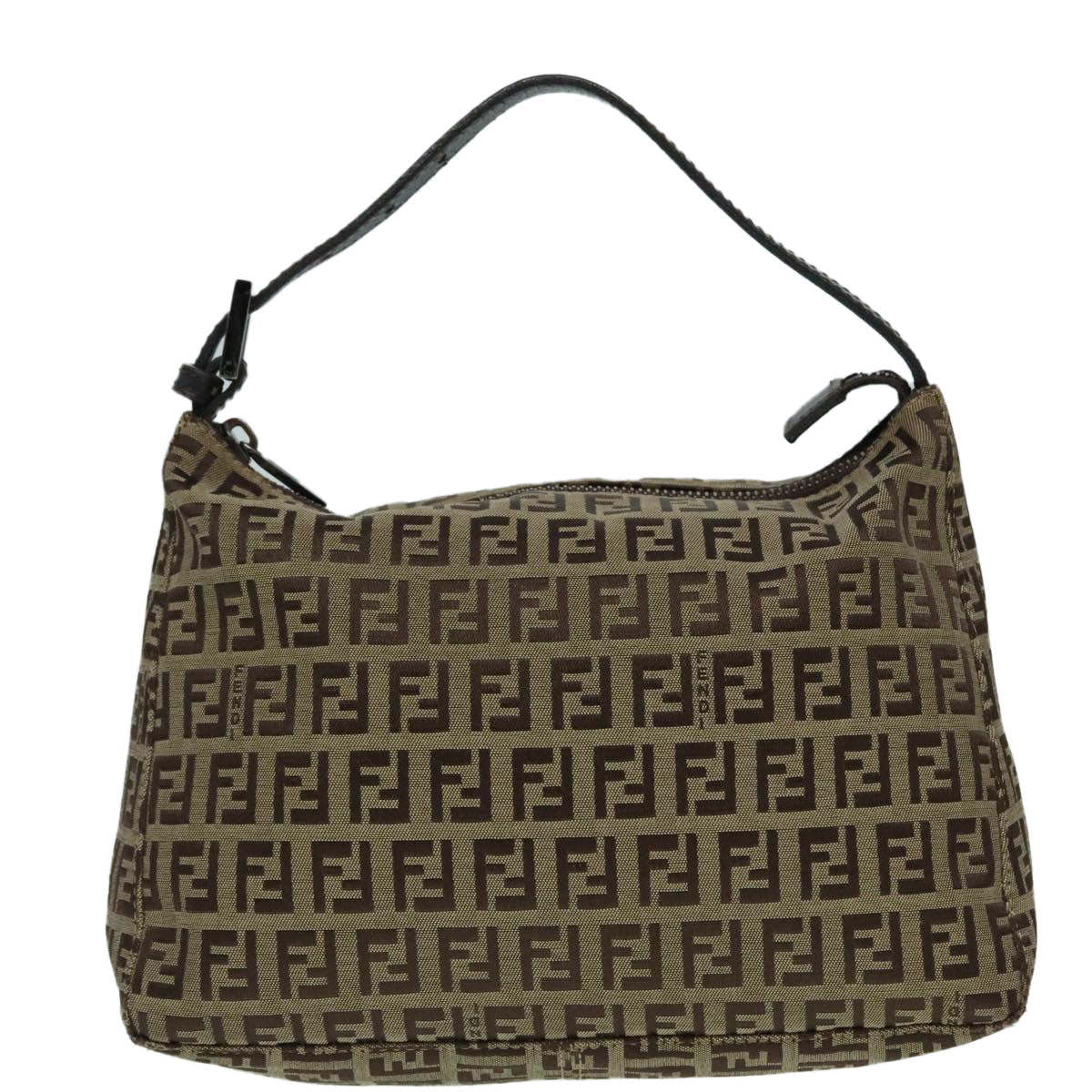FENDI Zucchino Canvas Hand Bag Beige Brown 92979