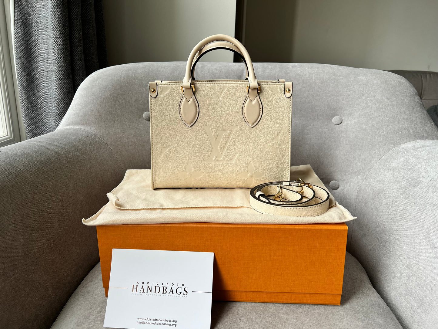Louis Vuitton On the Go Crème PM Empreinte (RRP £2,380)