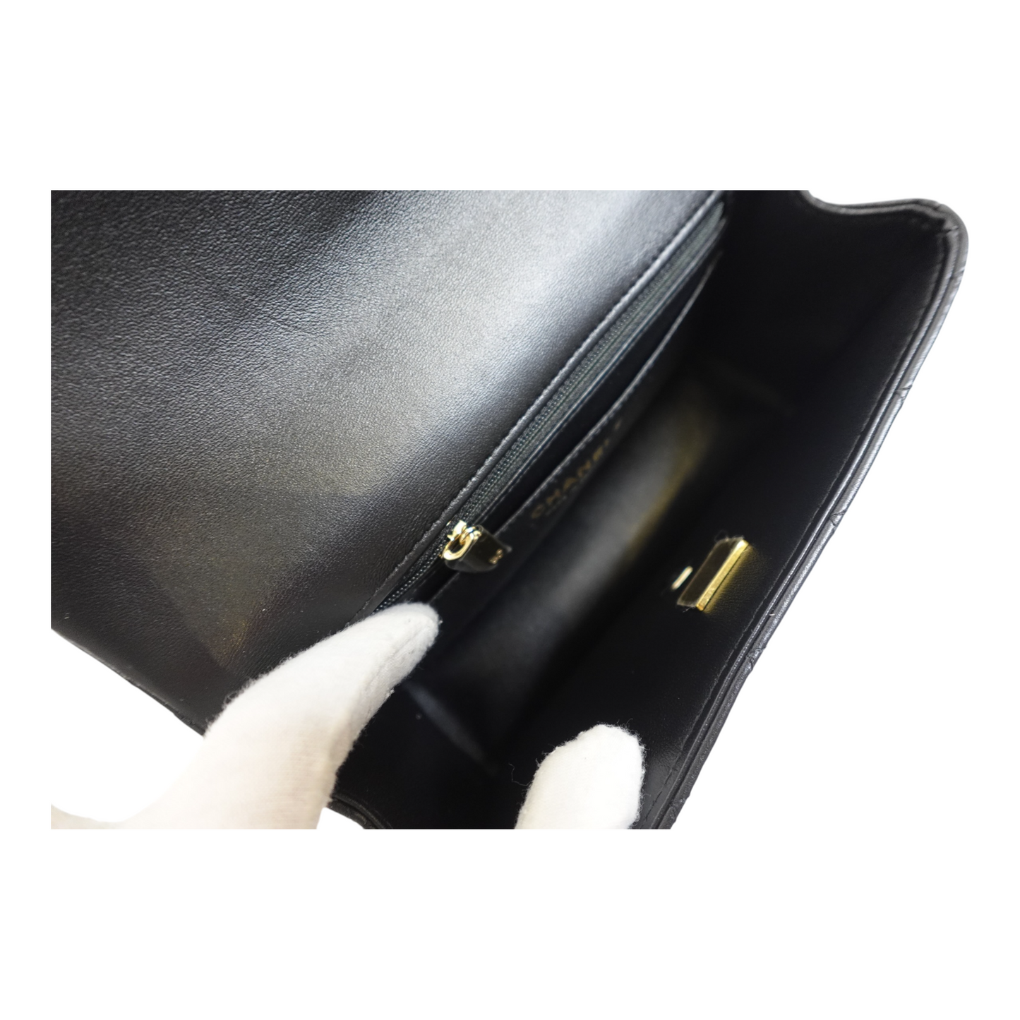 GLM-Lambskin Pearl Crystal Mini GLM- Lion Charm Top Handle Rectangular Flap