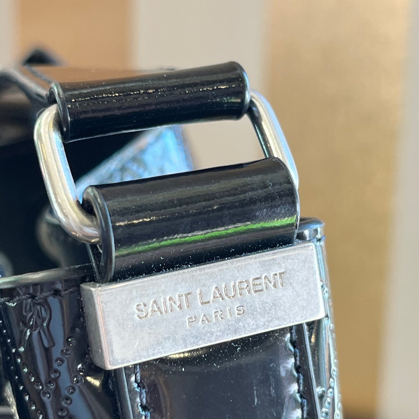 SAINT LAURENT Spazzolato Le Monogram Drawstring Bucket Bag