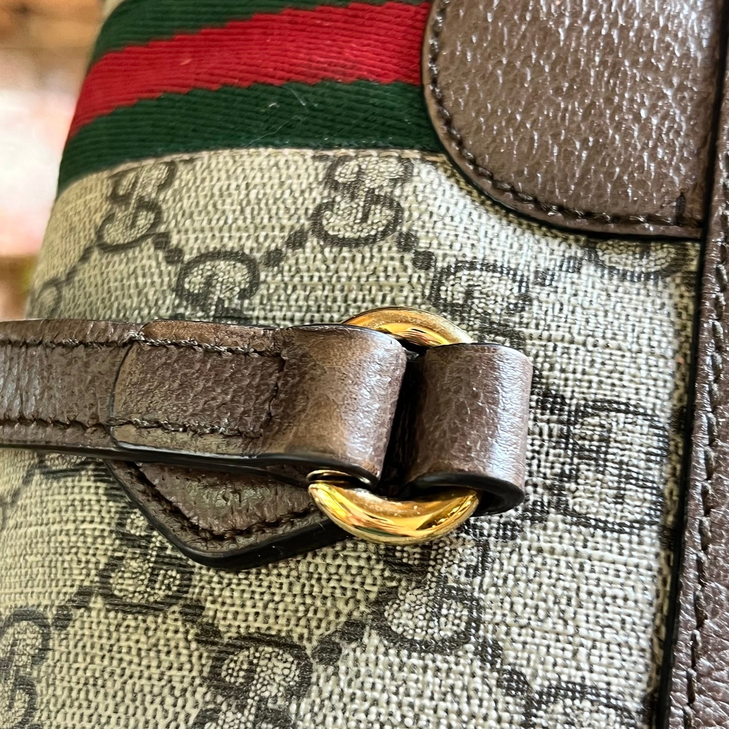 GUCCI Ophidia Boston GG Supreme Monogram Web Satchel