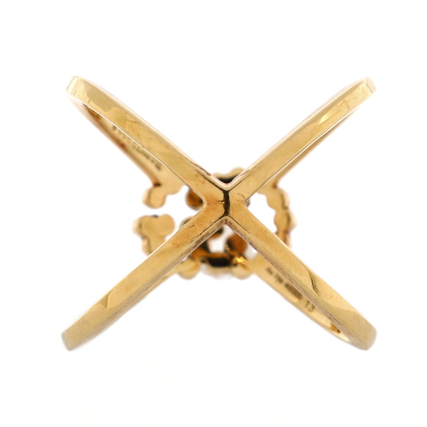 GG Running Cross Ring 18K Yellow Gold with Diamonds