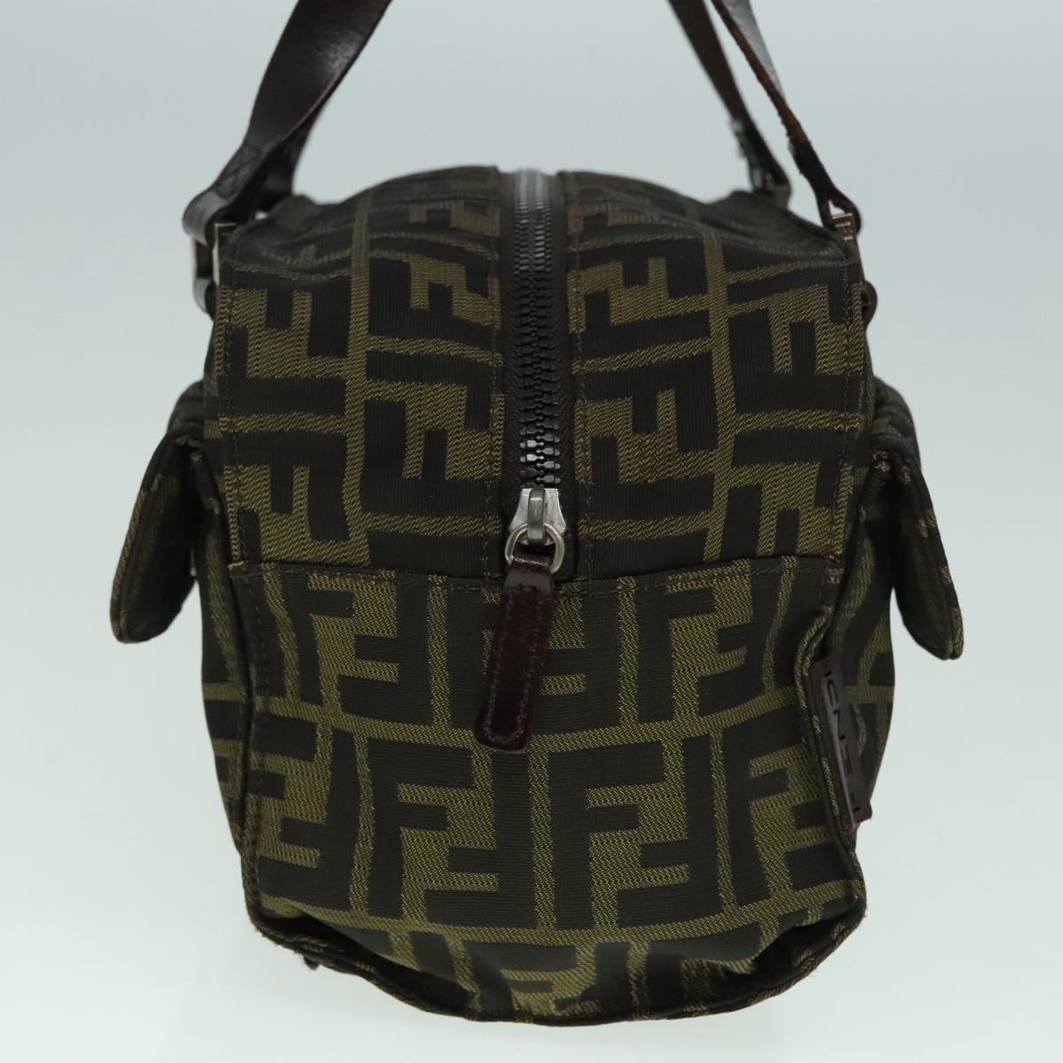 FENDI Zucca Canvas Hand Bag Brown Black Silver 93228