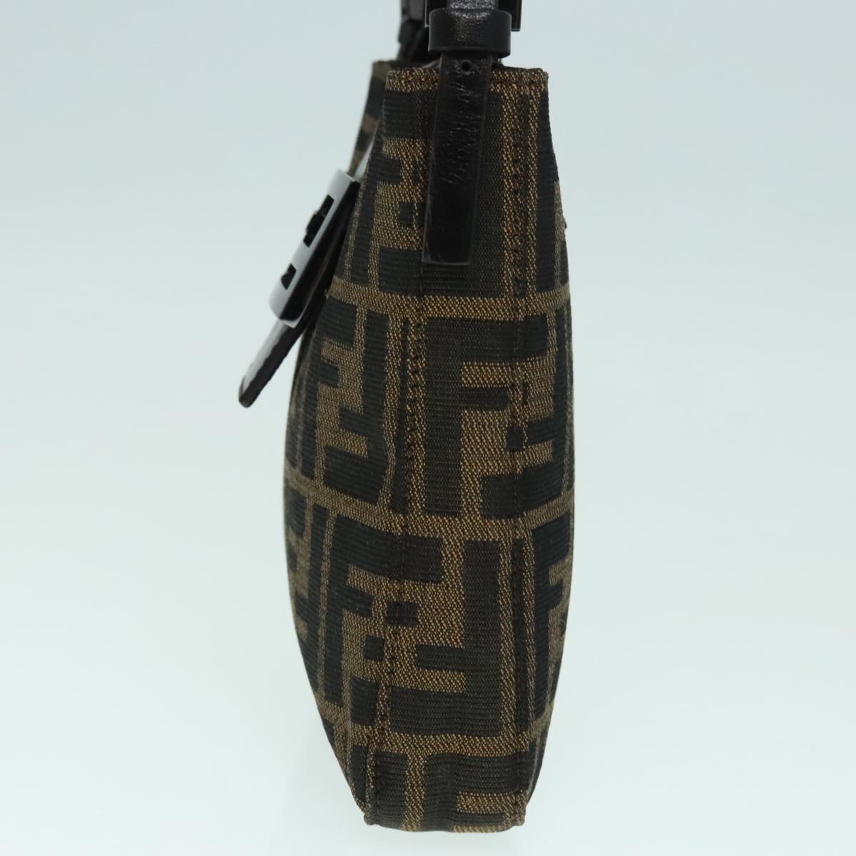 FENDI Zucca Canvas Mamma Baguette Shoulder Bag Black Silver Brown 93258