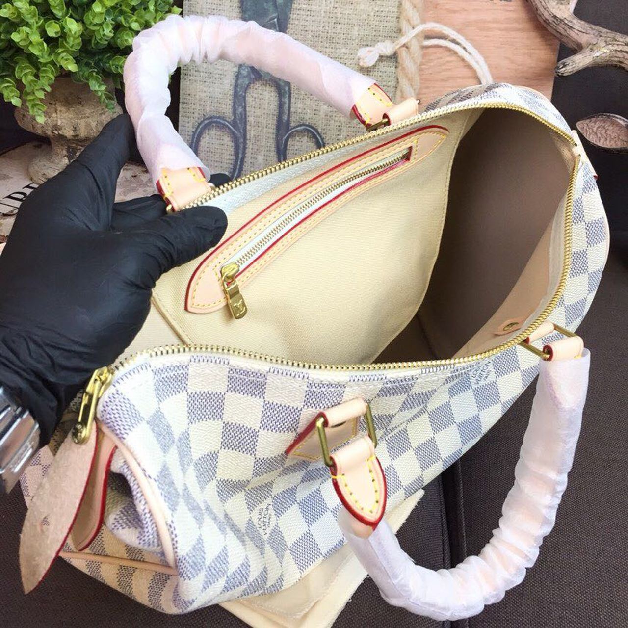 LV Speedy 35 Damier Azur Canvas For Women, WomenÃ¢â‚¬â„¢s Handbags 13.8in/35cm LV N41369