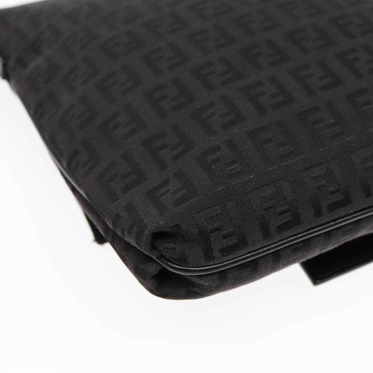 FENDI Zucchino Canvas Shoulder Bag Black 93358