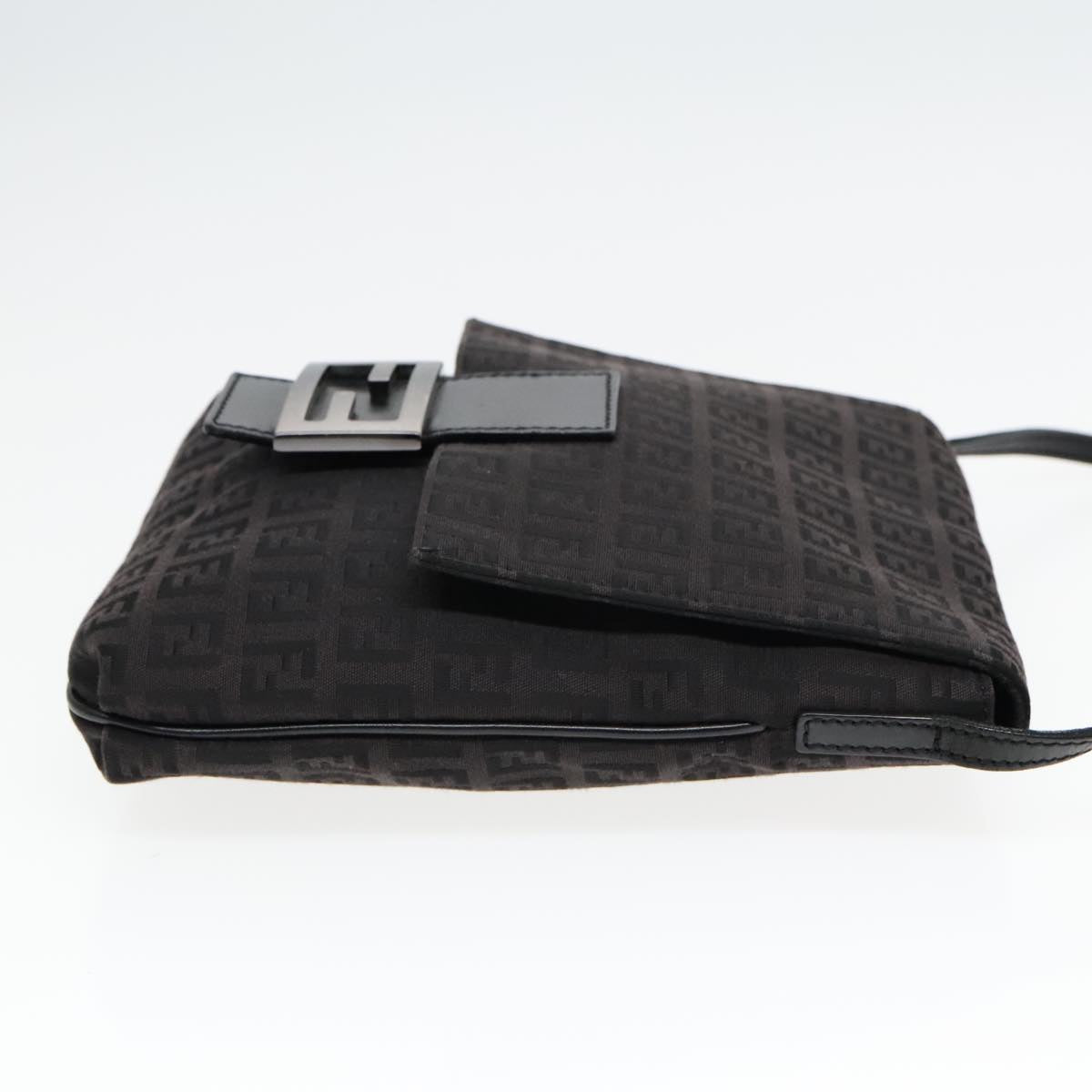 FENDI Zucchino Canvas Shoulder Bag Black 93358