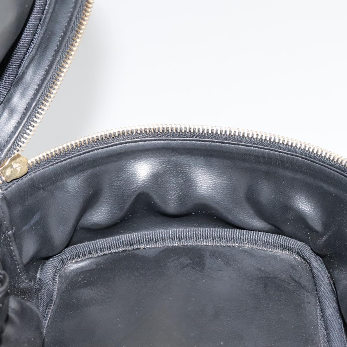 CHANEL Vanity Bicolore Pouch Leather Black Gold CC 93452