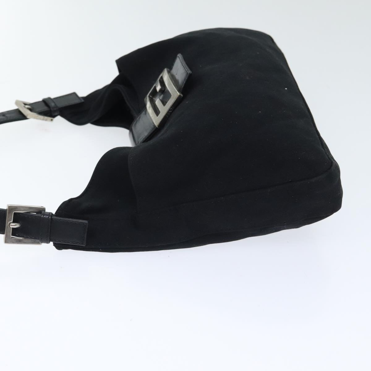 FENDI Mamma Baguette Shoulder Bag Nylon Black Silver 93465