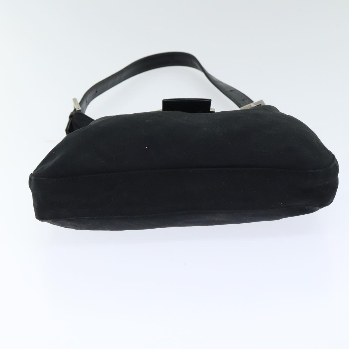 FENDI Mamma Baguette Shoulder Bag Nylon Black Silver 93465