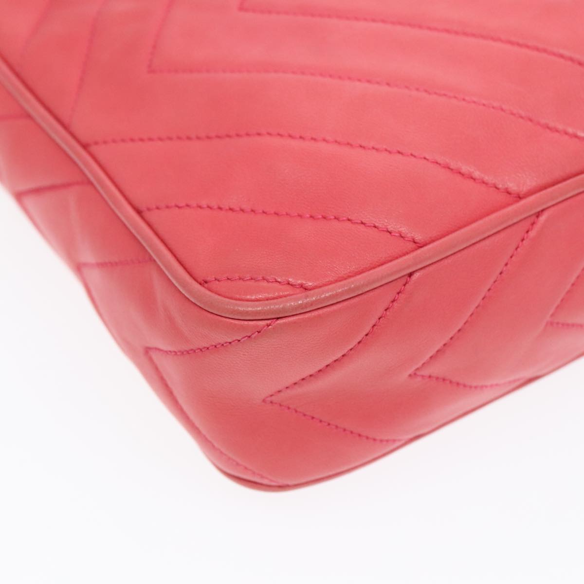 CHANEL Chain Shoulder Bag Lamb Skin Gold Pink CC 93604